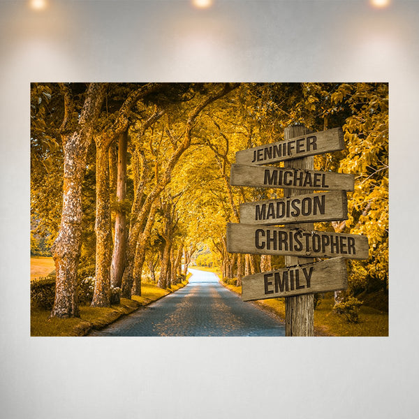 Autumn Yellow Road Multi-Names Poster