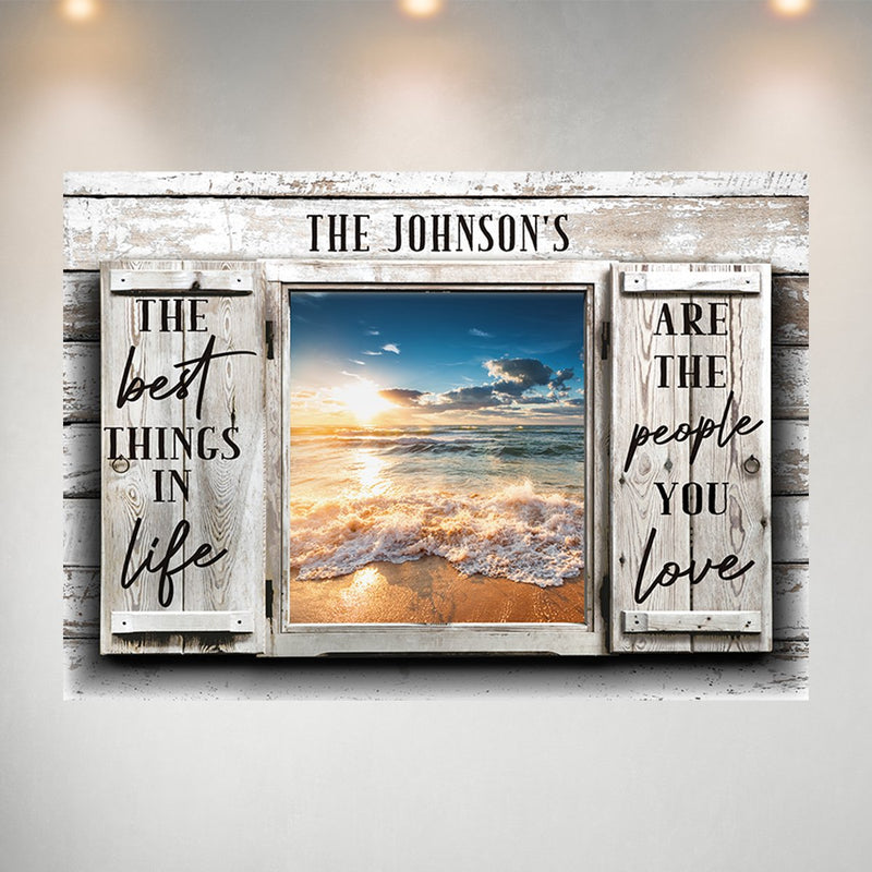 Ocean Sunset Color Wood Shutters Saying 3 Poster