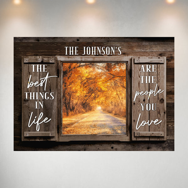 Autumn Road Color Wood Shutters Saying 3 Poster