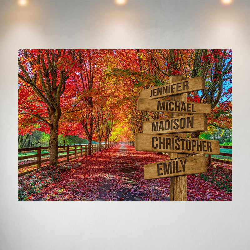 Autumn Red Road Multi-Names Poster