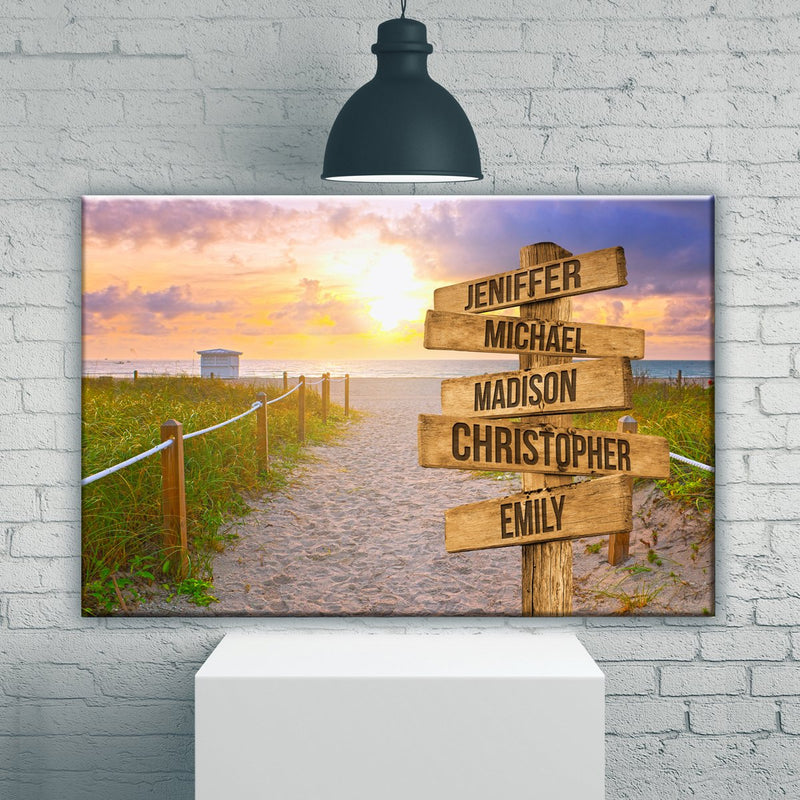 Miami Beach Sunset Color Multi-Names Premium Canvas