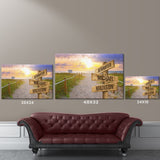 Miami Beach Sunset Color Multi-Names Premium Canvas