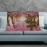 Pink Petal Road Multi-Names Fleece Blanket