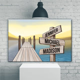 Lake Dock Art Color Multi-Names Premium Canvas