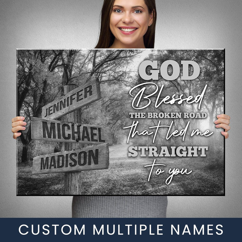 Autumn Road 2 - God Blessed Multi-Names Premium Canvas