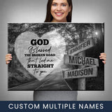 Autumn Road Heart - God Blessed Multi-Names Premium Canvas