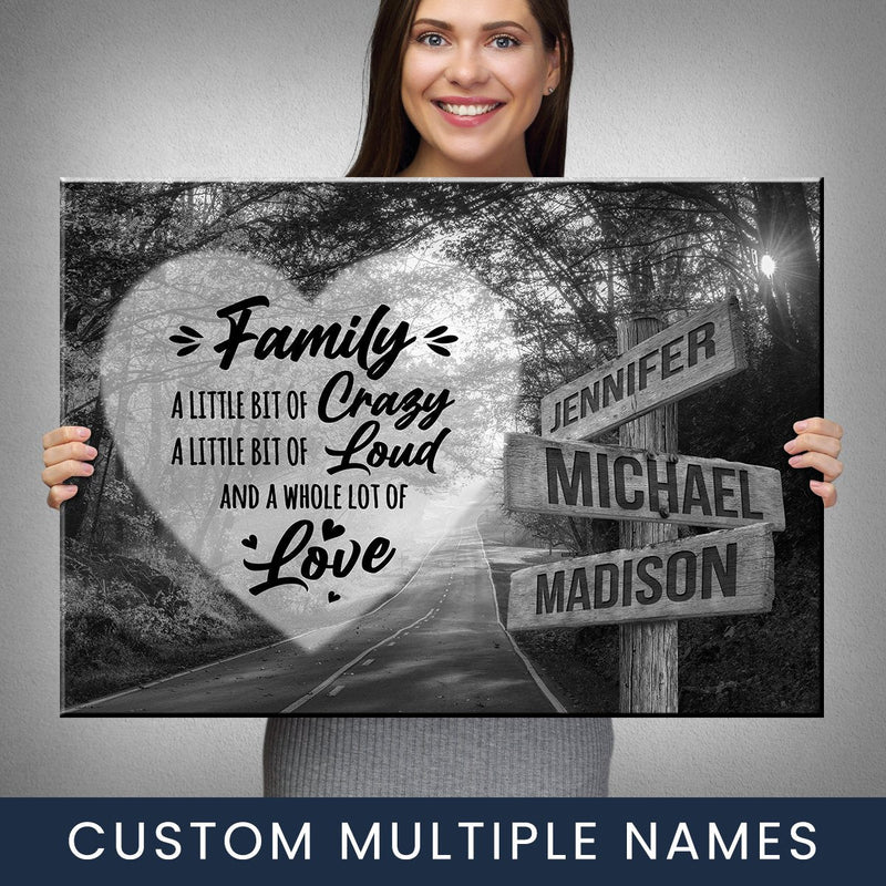 Autumn Road Heart Saying 2 Multi-Names Premium Canvas