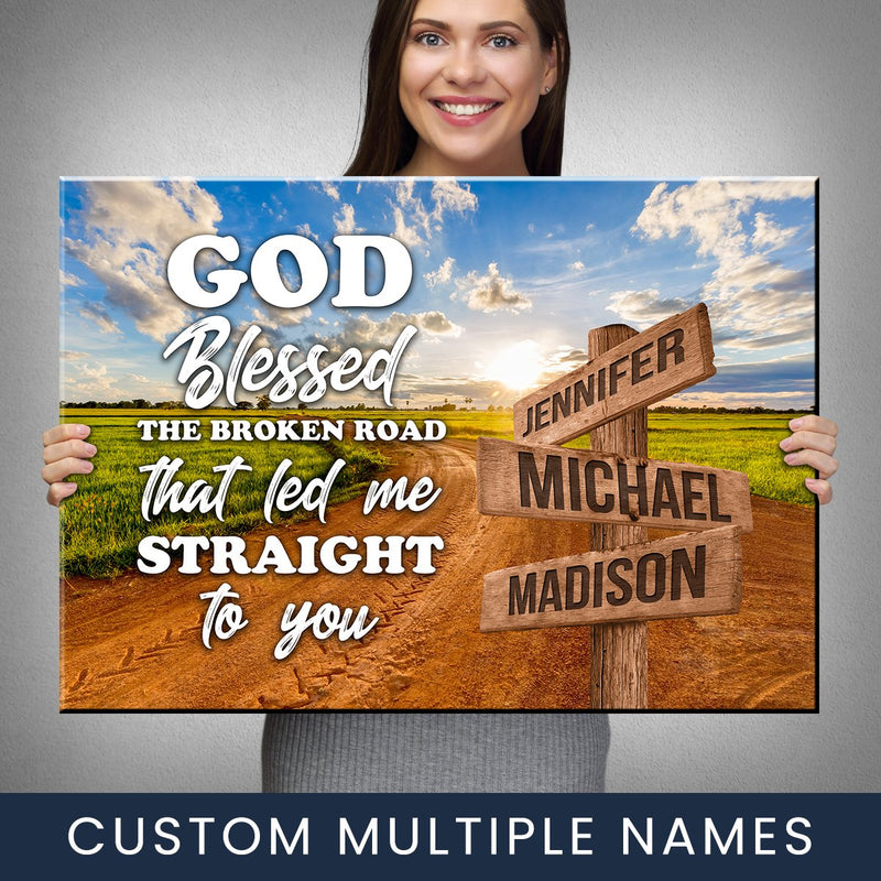 Dirt Road Color - God Blessed Multi-Names Premium Canvas