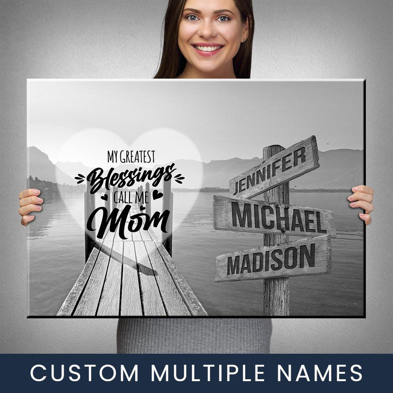 Lake Dock - Call Me Mom Multi-Names Premium Canvas