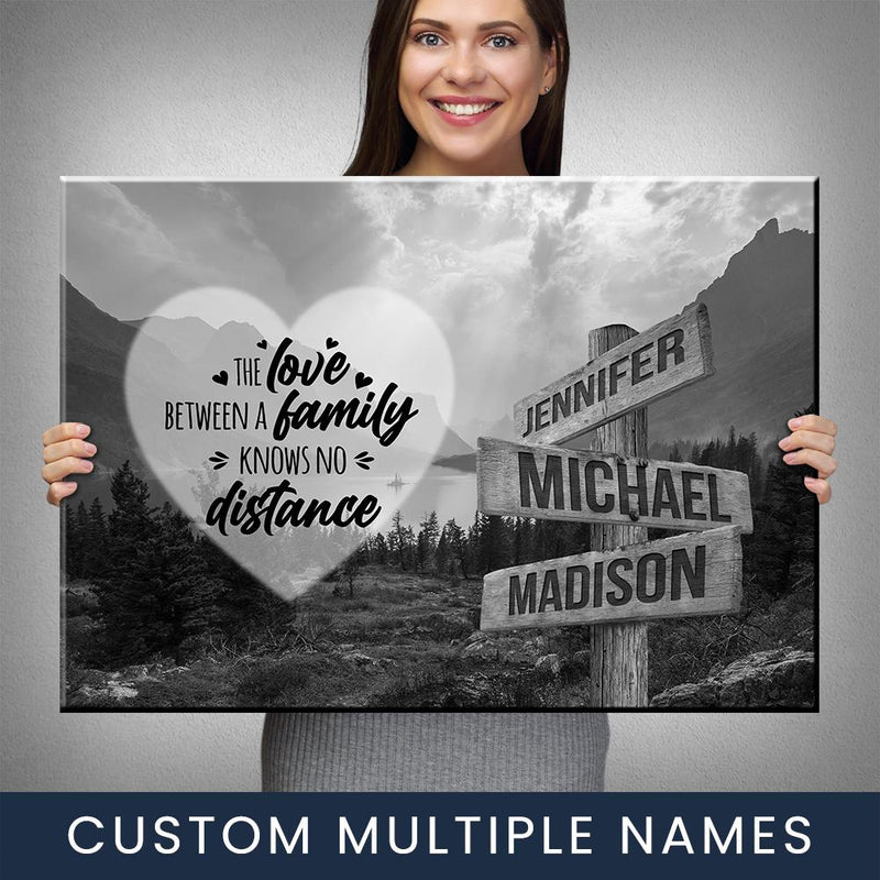 Mountain Range Heart Saying 5 Multi-Names Premium Canvas