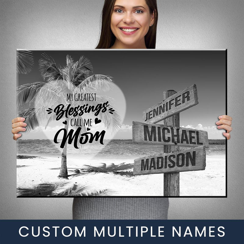 Ocean Breeze - Call Me Mom Multi-Names Premium Canvas