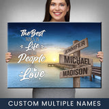 Ocean Dock Color Saying 3 Multi-Names Premium Canvas