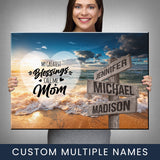 Ocean Sunset Color - Call Me Mom Multi-Names Premium Canvas