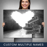 Heart Road Multi-Names Premium Canvas