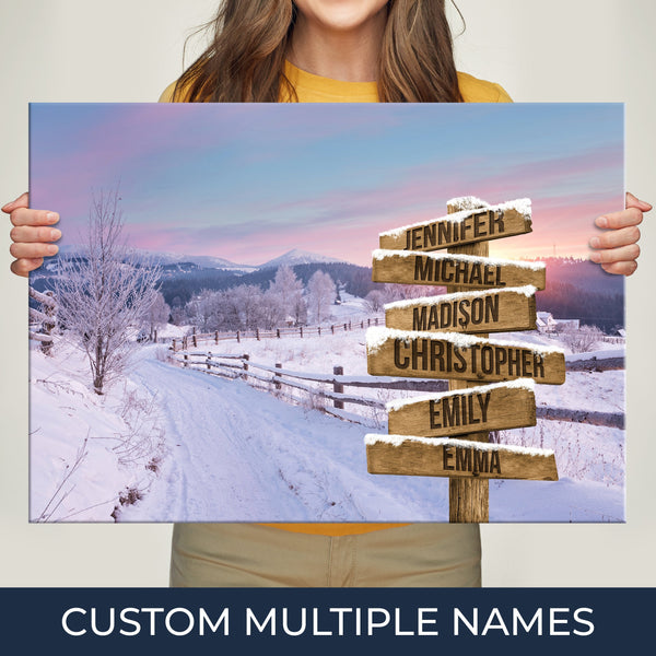 Winter Farm Multi-Names Premium Canvas