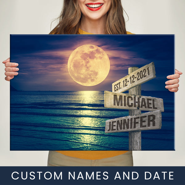 Moon Ocean Names Premium Canvas