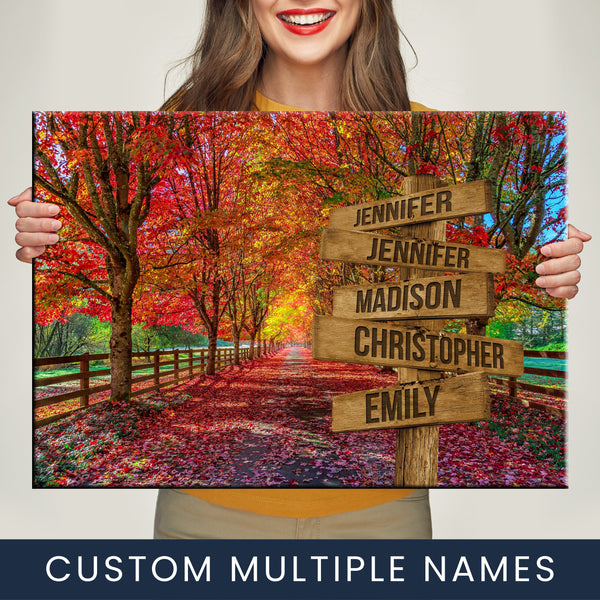 Autumn Red Road Multi-Names Premium Canvas