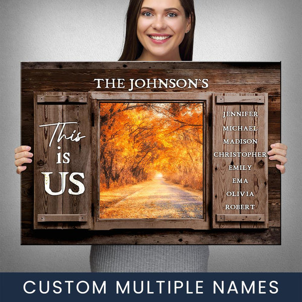 Autumn Road Color Wood Shutters Multi-Names Premium Canvas