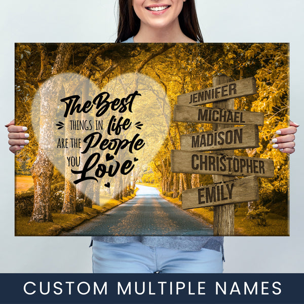 Autumn Yellow Road Saying 3 Multi-Names Premium Canvas