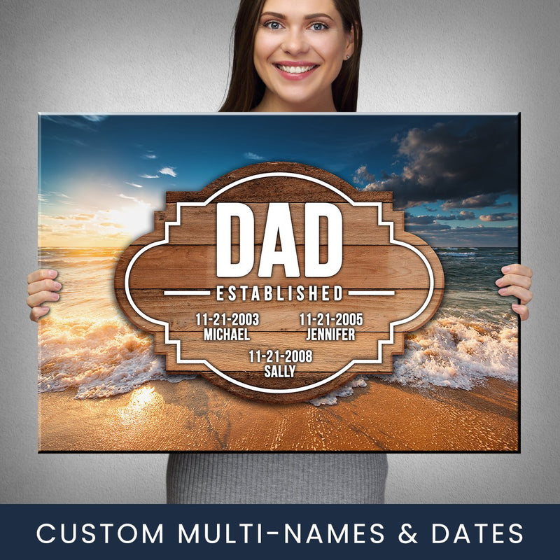 Ocean Sunset Dad EST Premium Canvas