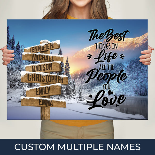 Winter Mountain Saying 3 Multi-Names Premium Canvas