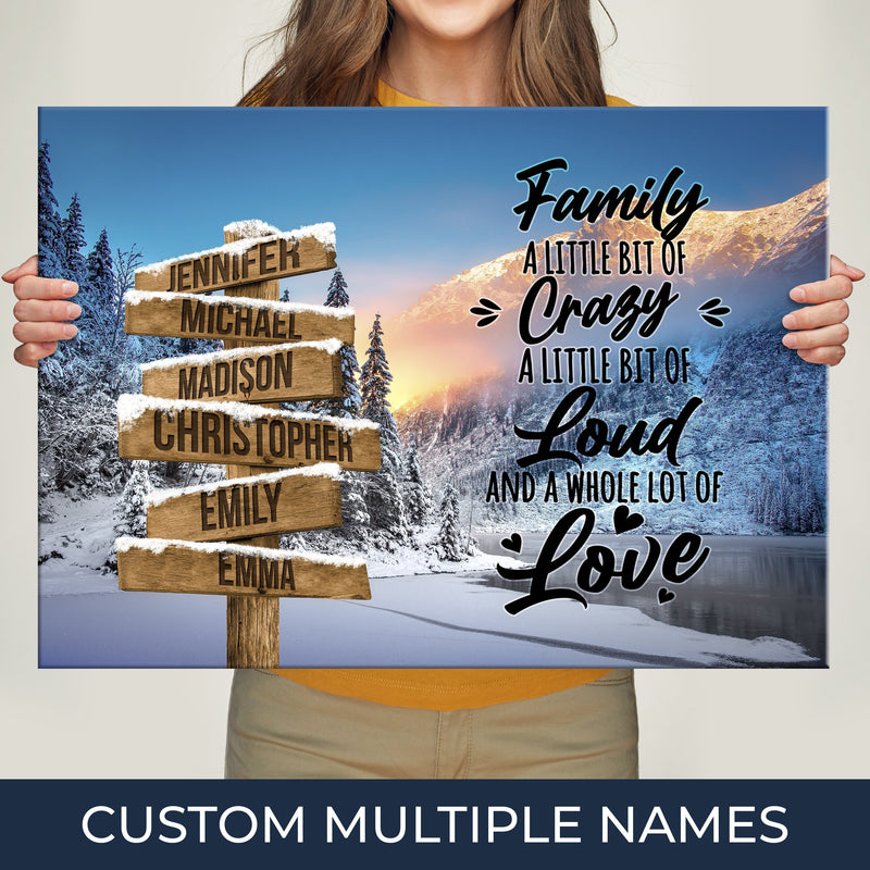 Winter Mountain Saying 2 Multi-Names Premium Canvas