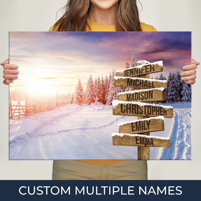 Winter Tree Path Multi-Names Premium Canvas