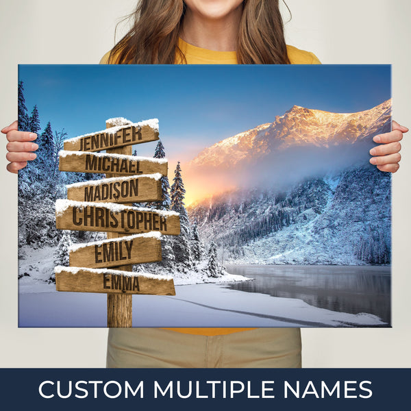 Winter Mountain Multi-Names Premium Canvas