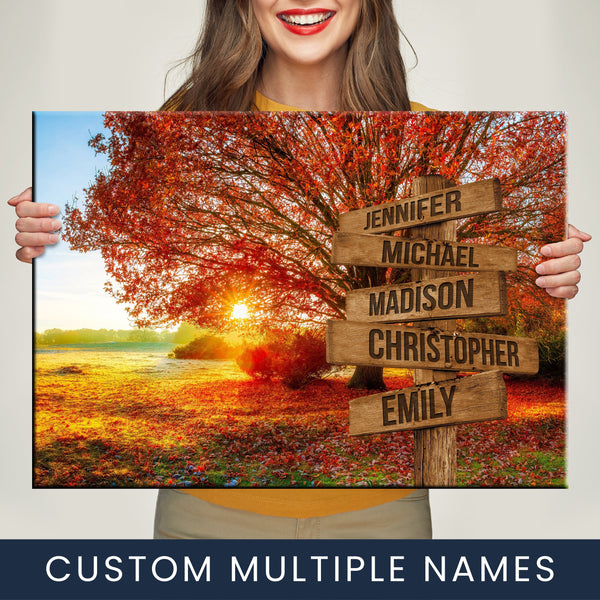 Autumn Big Oak Multi-Names Premium Canvas