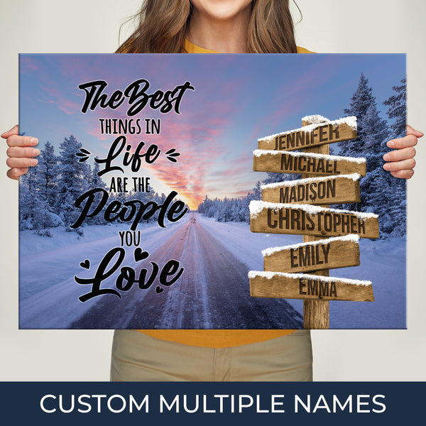 Winter Dawn Road Saying 3 Multi-Names Premium Canvas