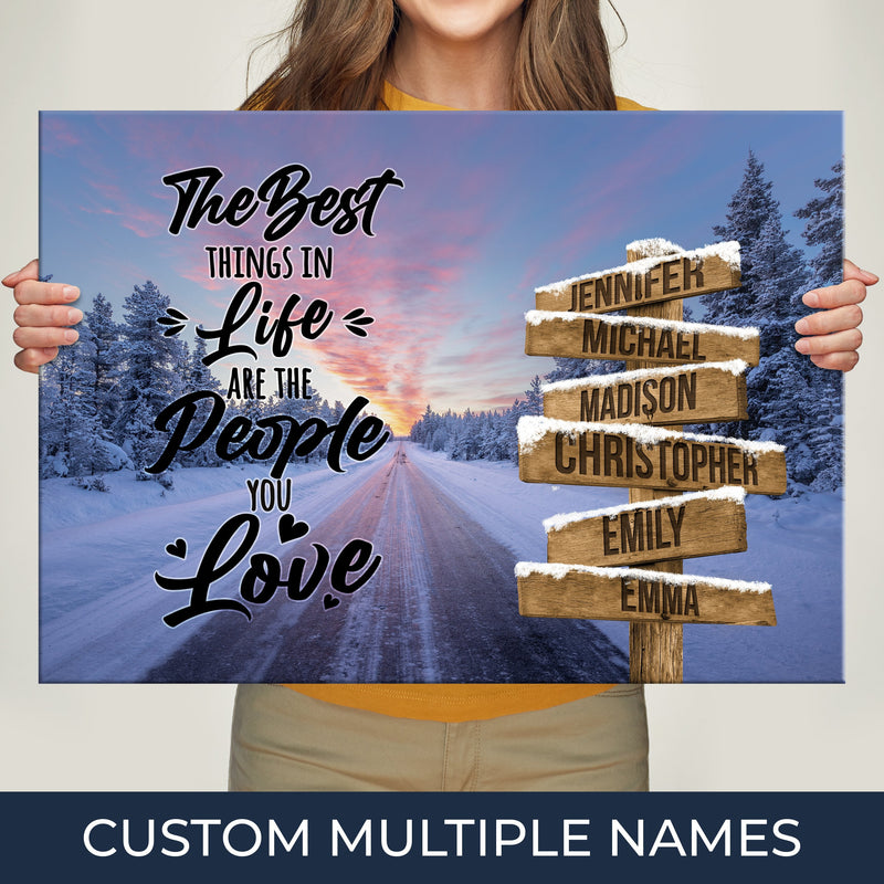 Winter Dawn Road Saying 3 Multi-Names Premium Canvas