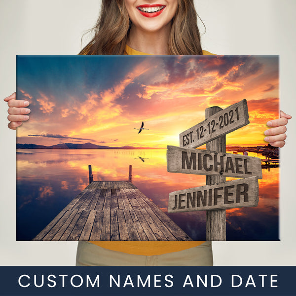 Sunset Dock Names Premium Canvas