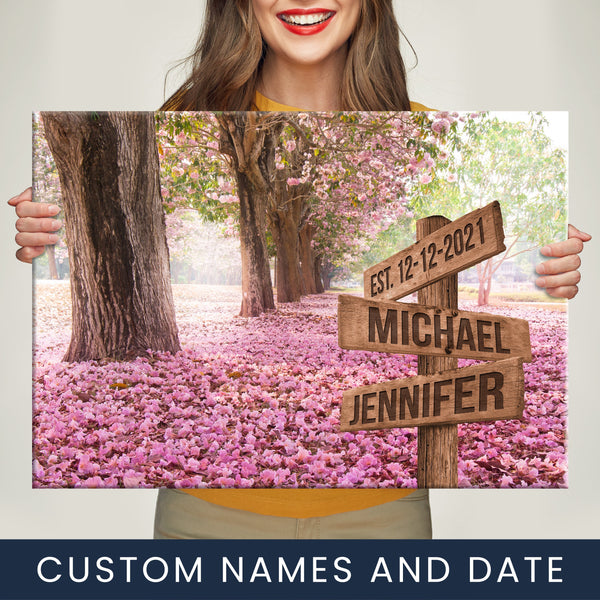 Pink Petal Lane Names Premium Canvas