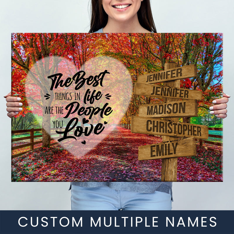 Autumn Red Road Saying 3 Multi-Names Premium Canvas