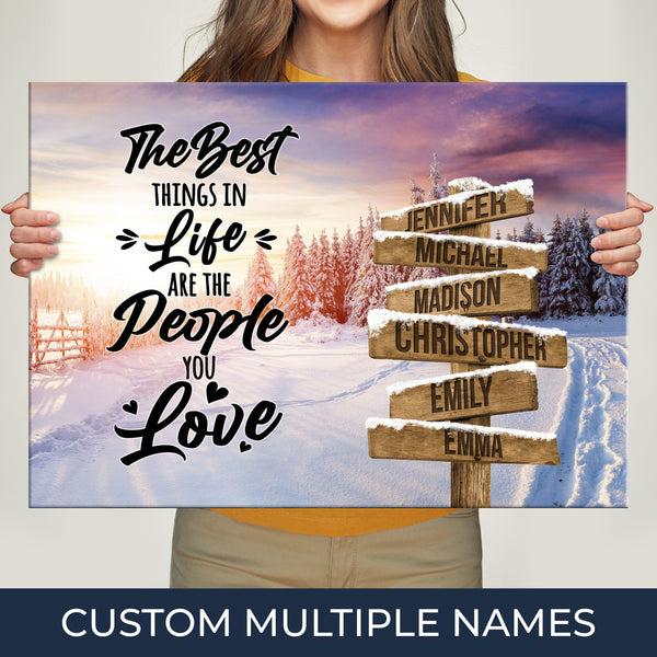 Winter Tree Path Saying 3 Multi-Names Premium Canvas