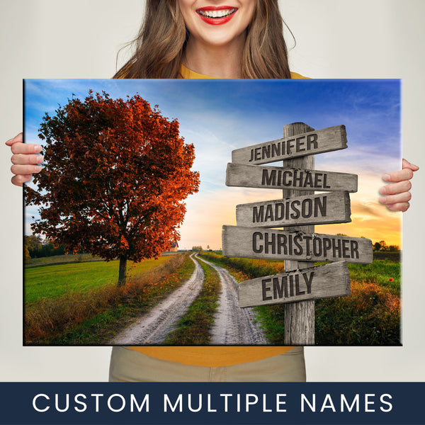 Autumn Country Road Multi-Names Premium Canvas