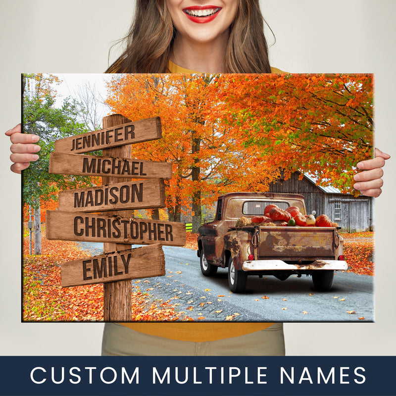 Old Truck Barn 4 Multi-Names Premium Canvas