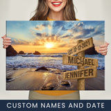 Ocean Sunset 2 Color Names Premium Canvas