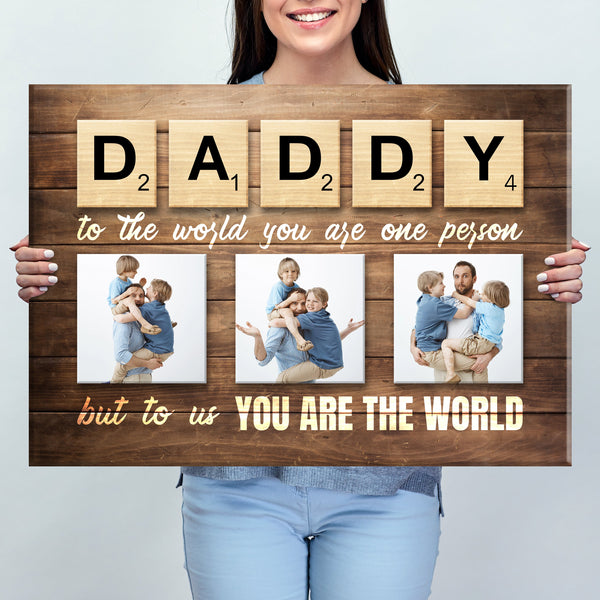 Dad You're The World Premium Canvas