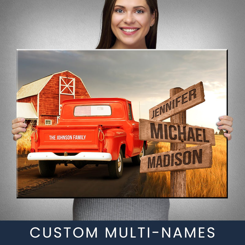 Old Truck Barn Multi-Names Premium Canvas