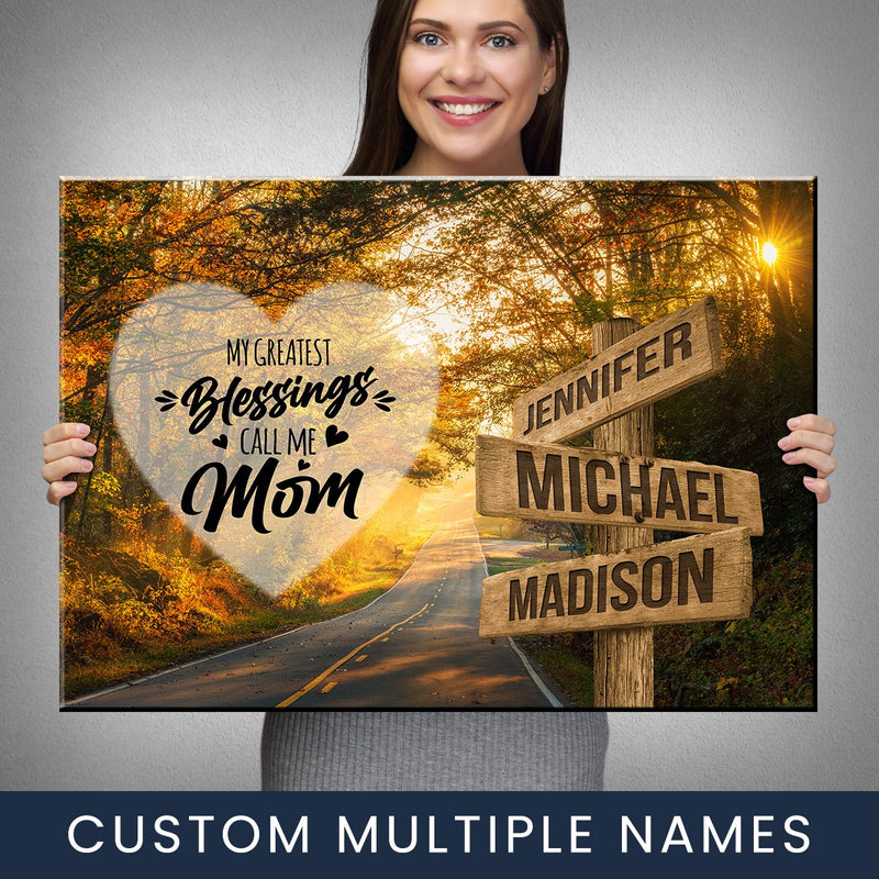 Autumn Road Color - Call Me Mom Multi-Names Premium Canvas