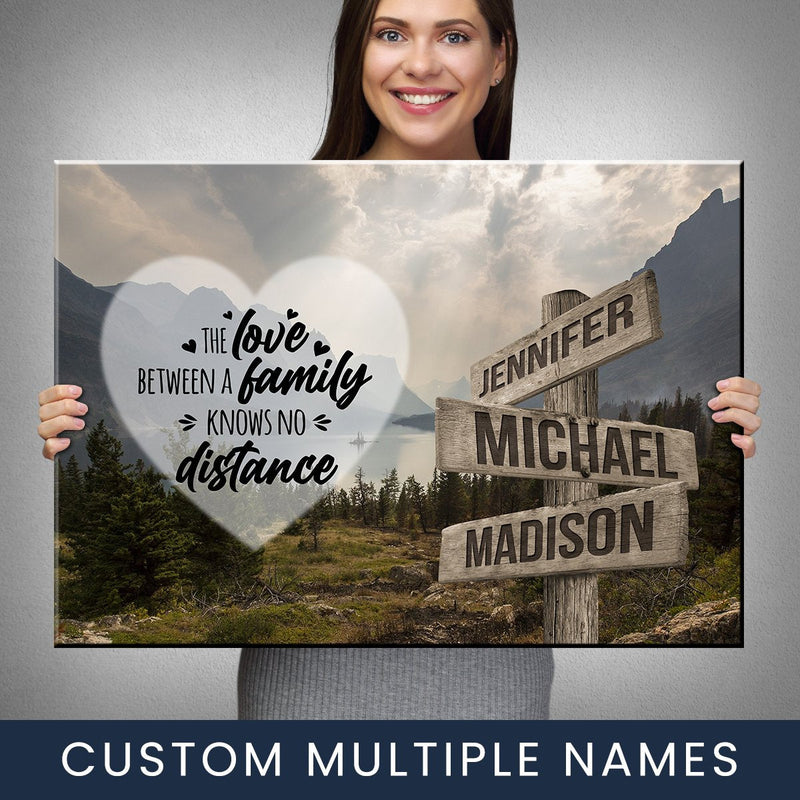 Mountain Range Heart Color Saying 5 Multi-Names Premium Canvas