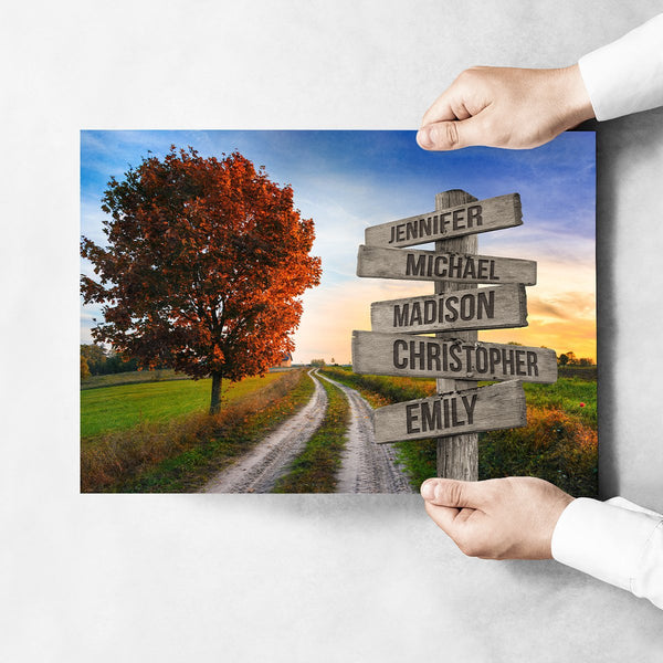 Autumn Country Road Multi-Names Poster