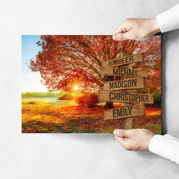 Autumn Big Oak Multi-Names Poster