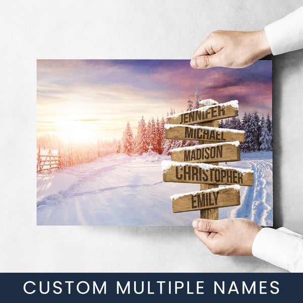 Winter Tree Path Multi-Names Poster