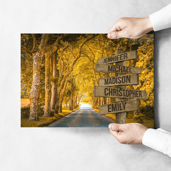 Autumn Yellow Road Multi-Names Poster