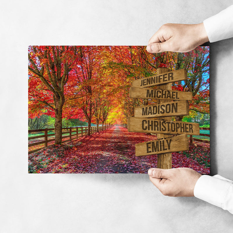 Autumn Red Road Multi-Names Poster