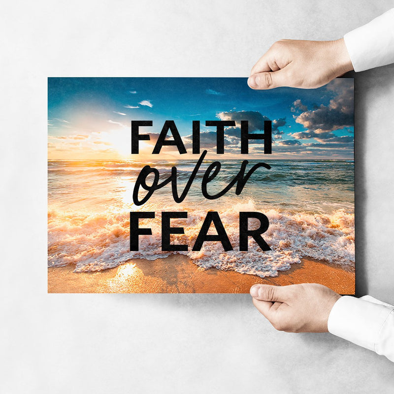 Faith Over Fear - Ocean Sunset Poster