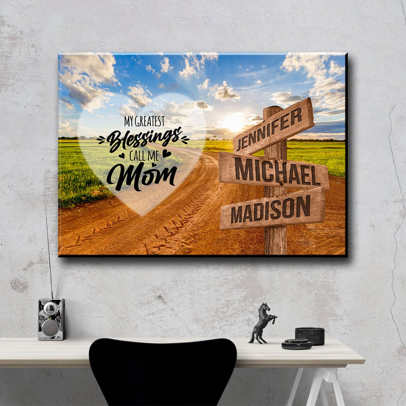 Dirt Road Color - Call Me Mom Multi-Names Premium Canvas