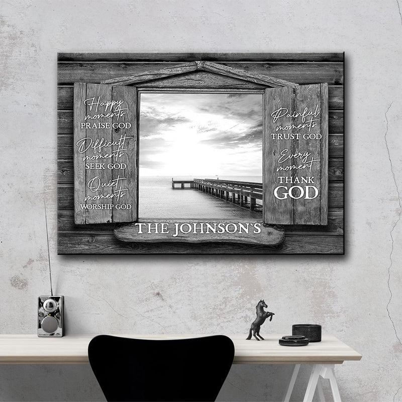 Ocean Dock Wood Shutters Premium Canvas Saying 8